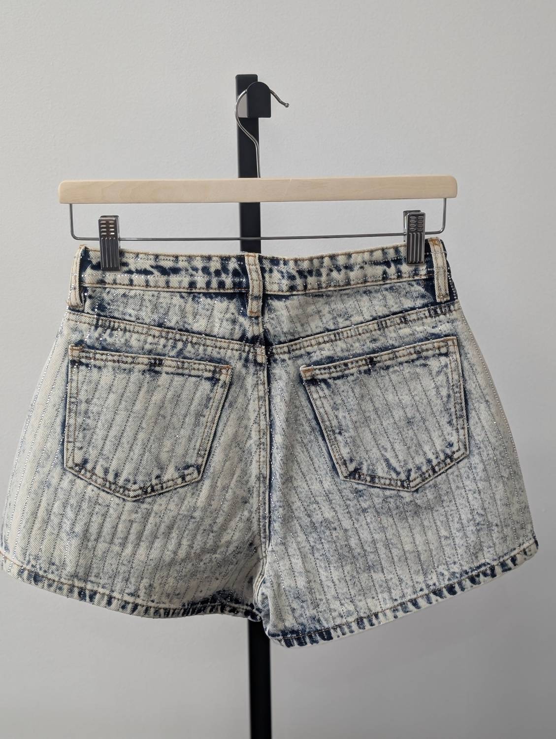 Blue B - Crystal Embellished Acid Wash Shorts