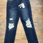 Judy Blue - Women's Magic Rigid Destroyed Knee Straight Jeans