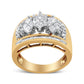 10K Yellow and White Gold 1 1/2 Cttw Pear Shaped 3 Stone Style Diamond Ring Band (H-I Color, SI1-SI2 Clarity) - Ring Size 7