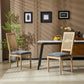 French Country Dining Chair With Rectangular Cane Backrest And Smooth Upholstered Seating