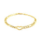 14k Yellow Gold 7 inch Figaro Chain Bracelet with Heart