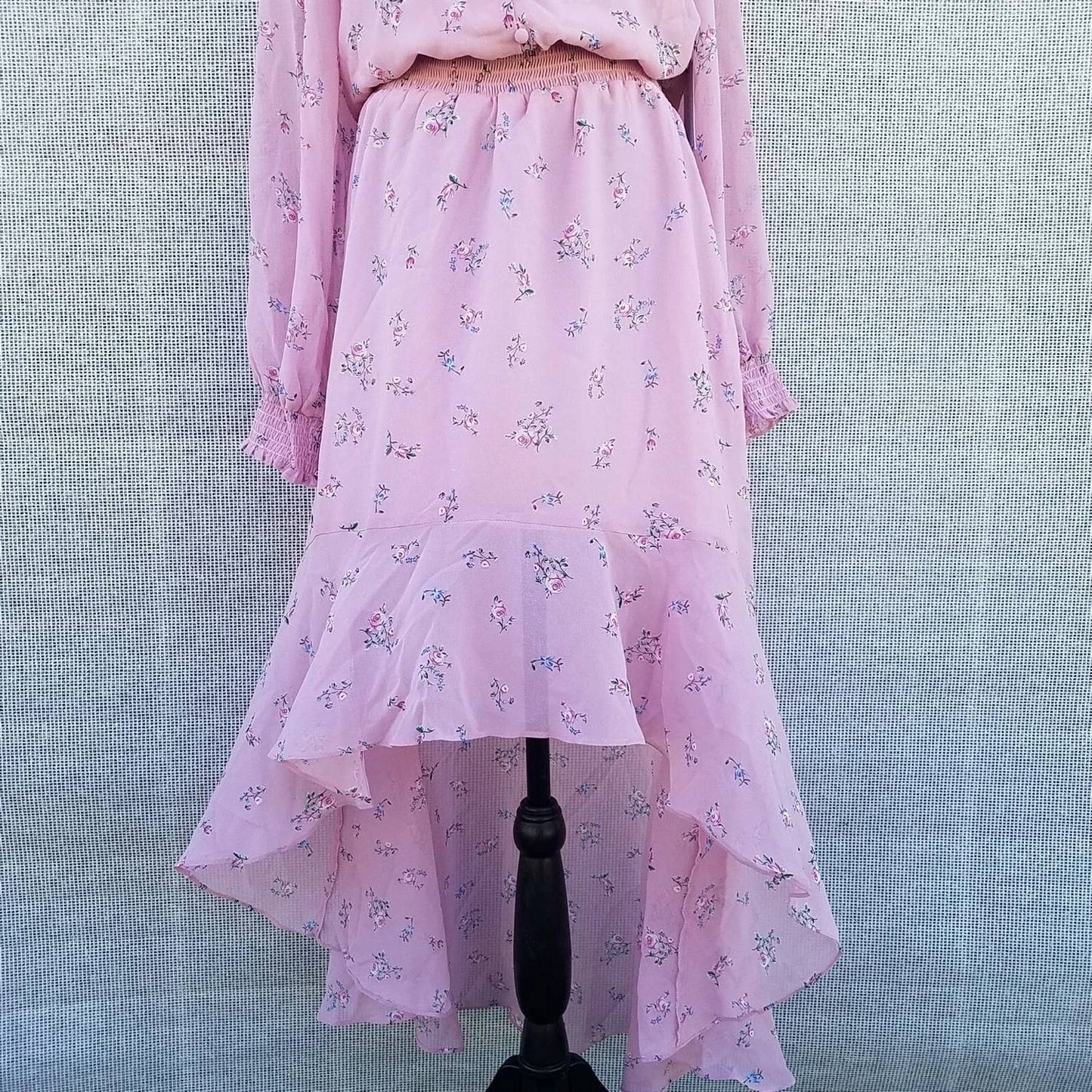 1.State - Asymmetrical Long Sleeves Floral Dress