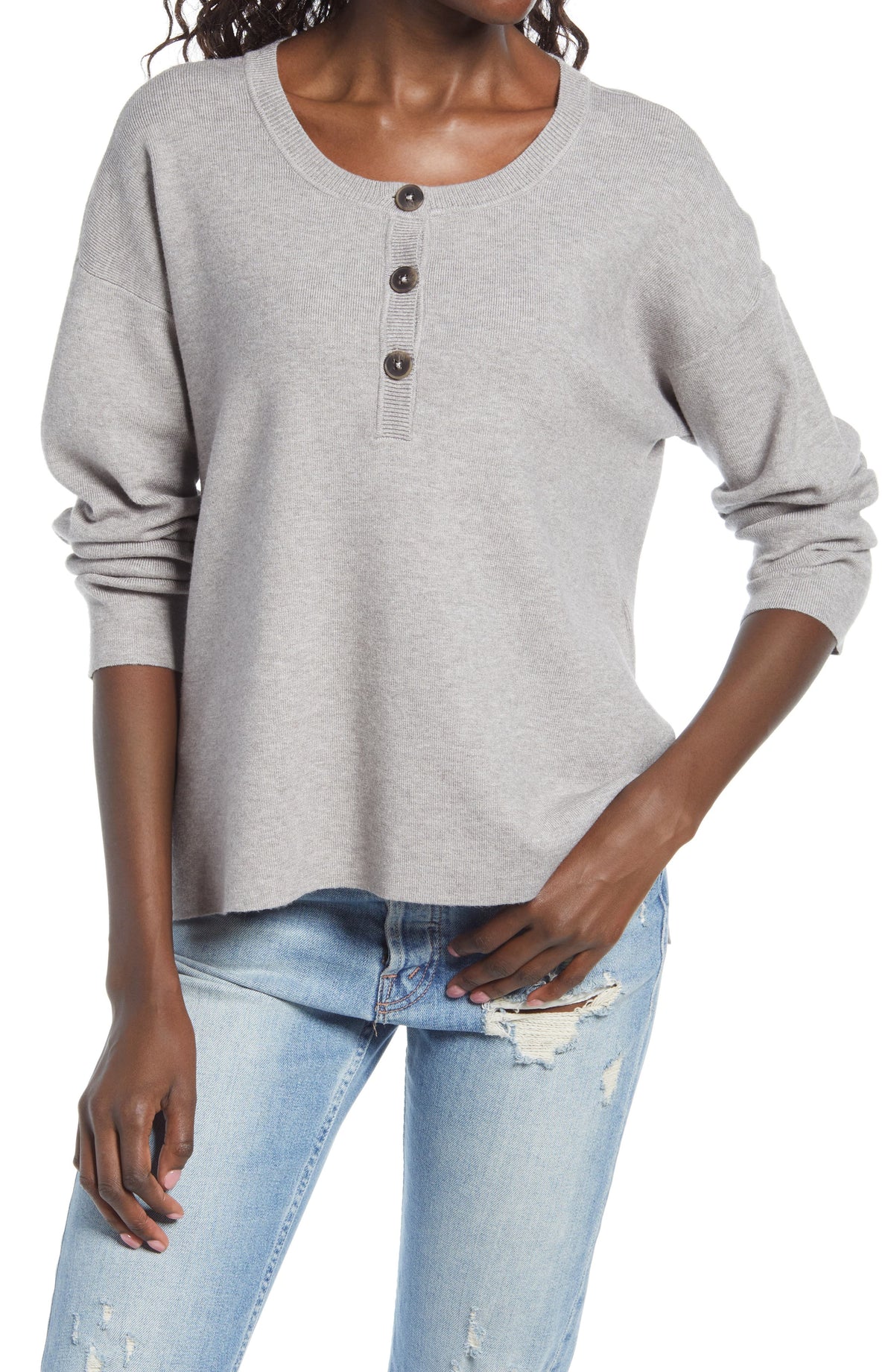womens-grey-wayf-kerry-henley-sweater-size-large