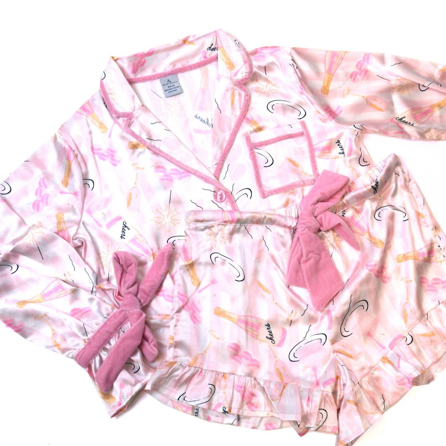 8 Oak Lane - Celebrate Satin Ruffle Short Pj Set