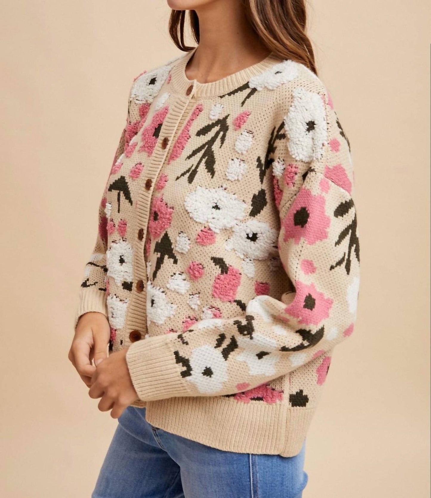 Anniewear - Boucle Floral Cardigan