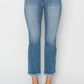 Risen - Mid-Rise Raw Hem Straight Jeans