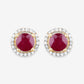 1.22 Carat Genuine Ruby and White Diamond 14K Yellow Gold Earrings