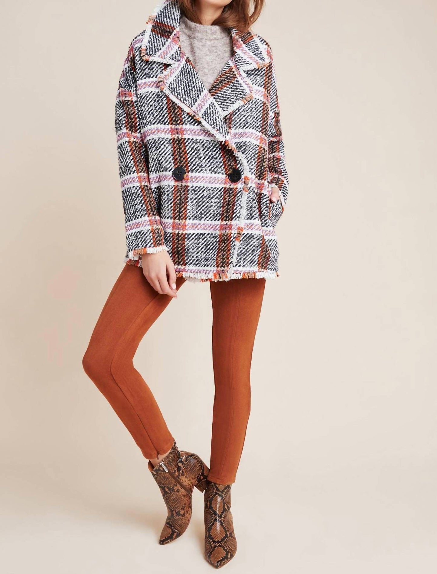 Eva Franco - Carrie Double Breasted Plaid Tweed Coat