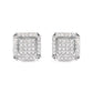 10K White Gold 1 1/10 Cttw Princess Diamond Composite and Halo Stud Earrings (I-J Color, I1-I2 Clarity)
