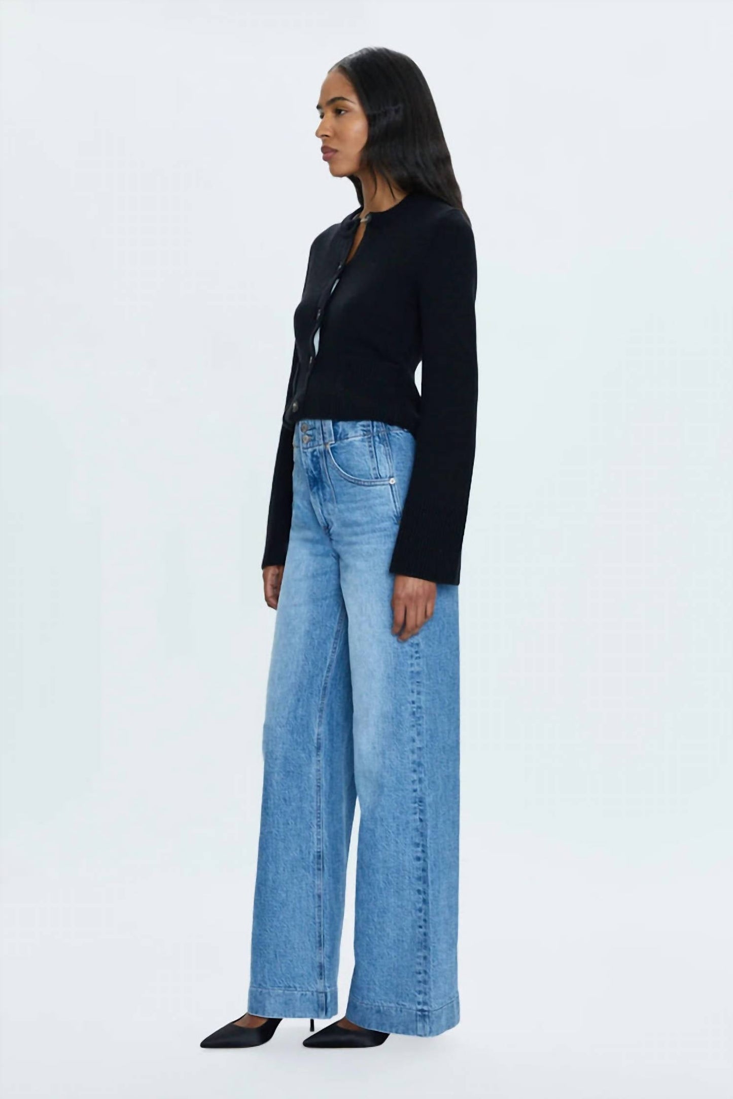 Pistola - Lana Double Button High Rise Ultra Wide Leg Jeans