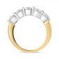 14K White and Yellow Gold 1 1/2 Cttw 2 Prong Cup Set Round-Cut Diamond 5 Stone Ring Band (H-I Color, SI2-I1 Clarity) - Ring Size 7
