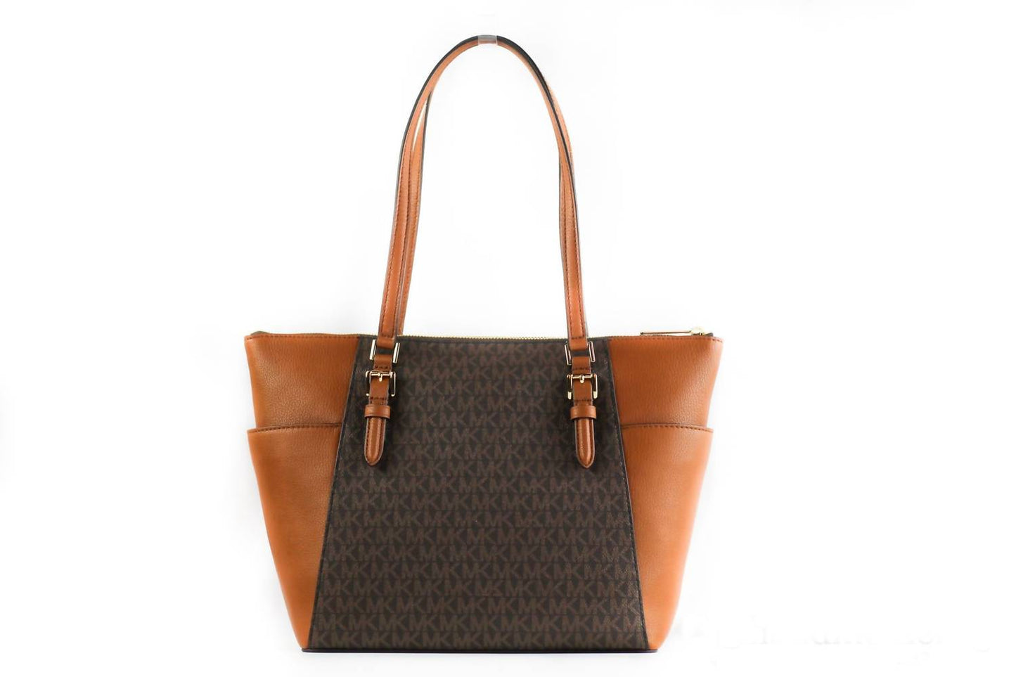 Michael Kors - Women's Charlotte Signature Leather Top Zip Tote Handbag Bag Large