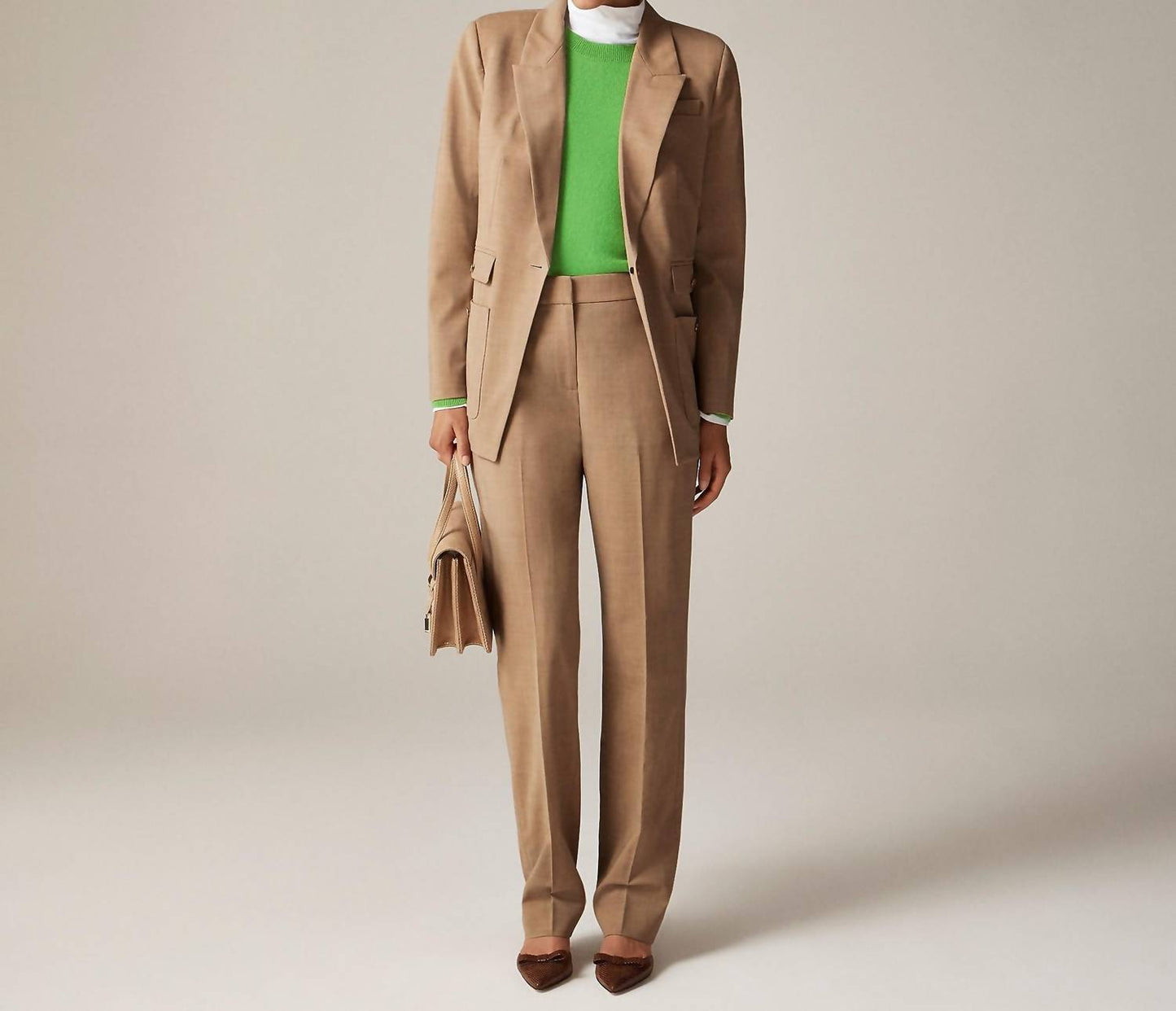 J.Crew - इटैलियन बी-स्ट्रेच वूल ब्लेंड में फुल-लेंथ केट पैंट - टॉल