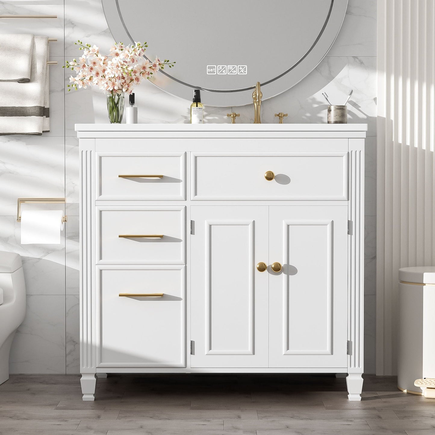 Modern Freestanding Bathroom Vanity With Ceramic Sink