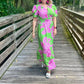 A.Peach - Notched Flared V-neck Maxi Dress