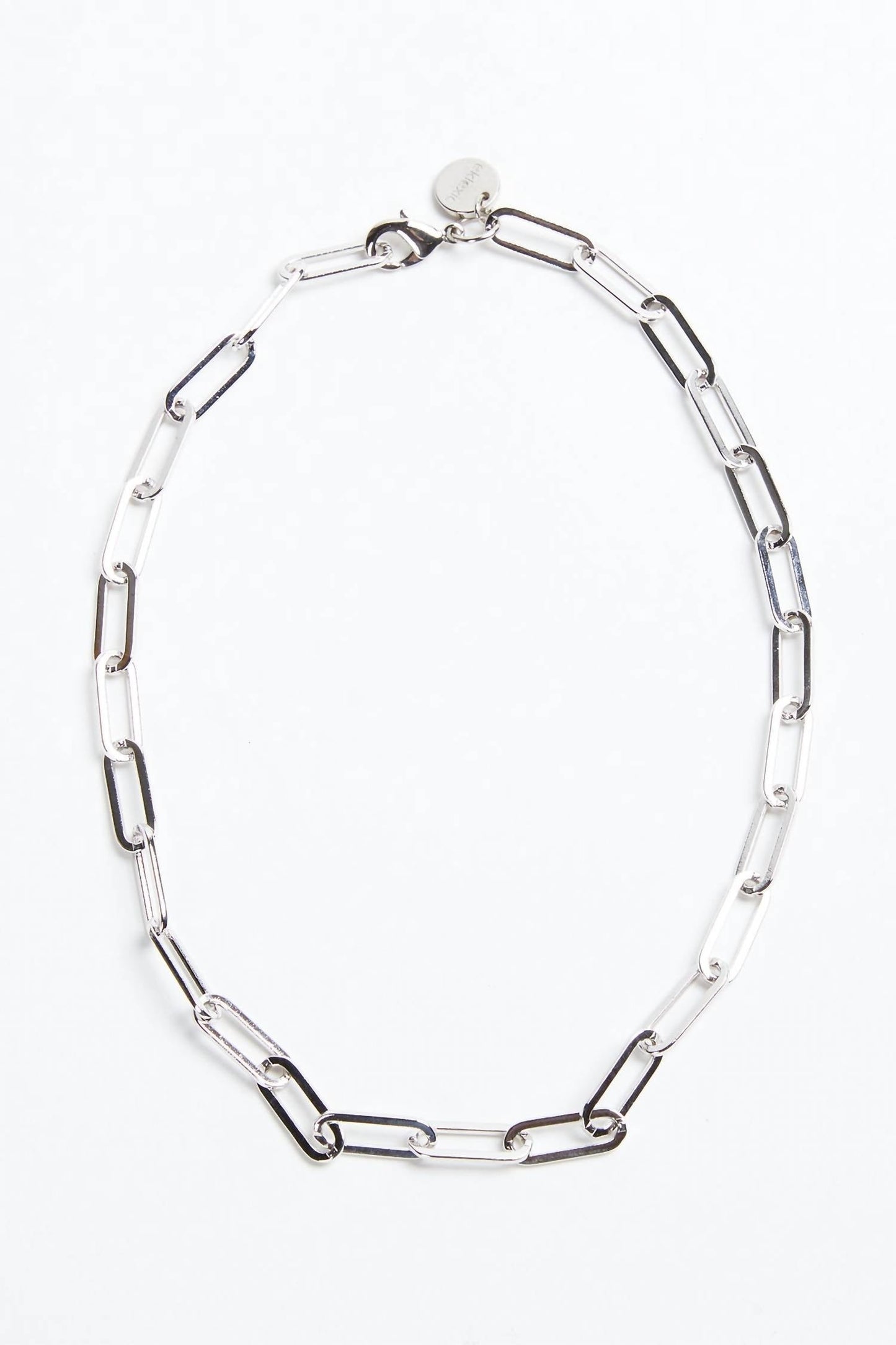 Eklexic - SILVER LARGE ELONGATED LINK CHAIN NECKLACE