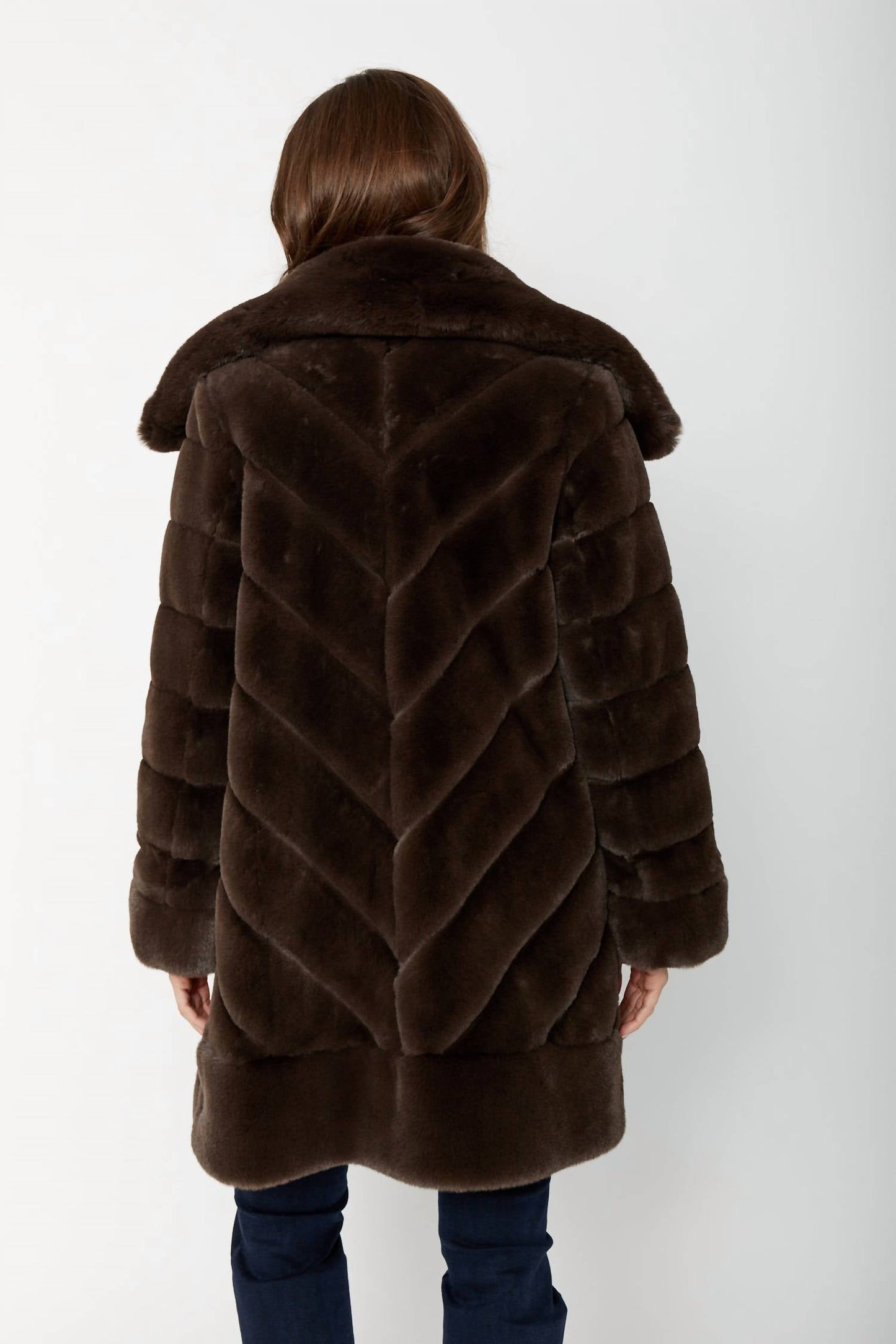 Joseph Ribkoff - Reversible Faux Fur Metallic Coat