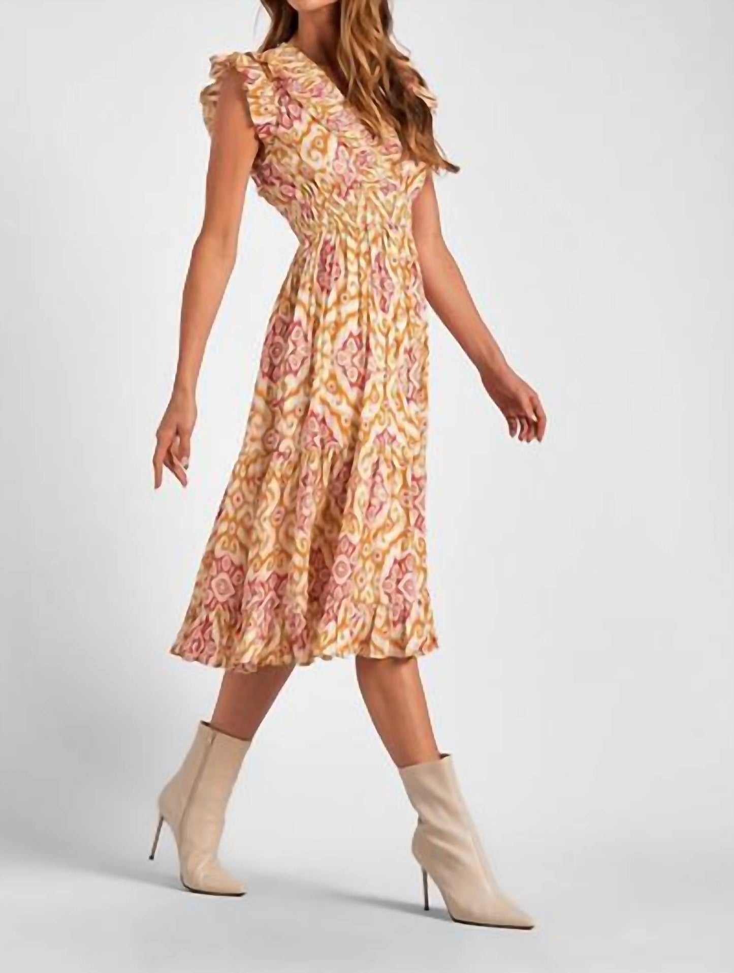Elan - Midi Sleeveless Ruffle Dress