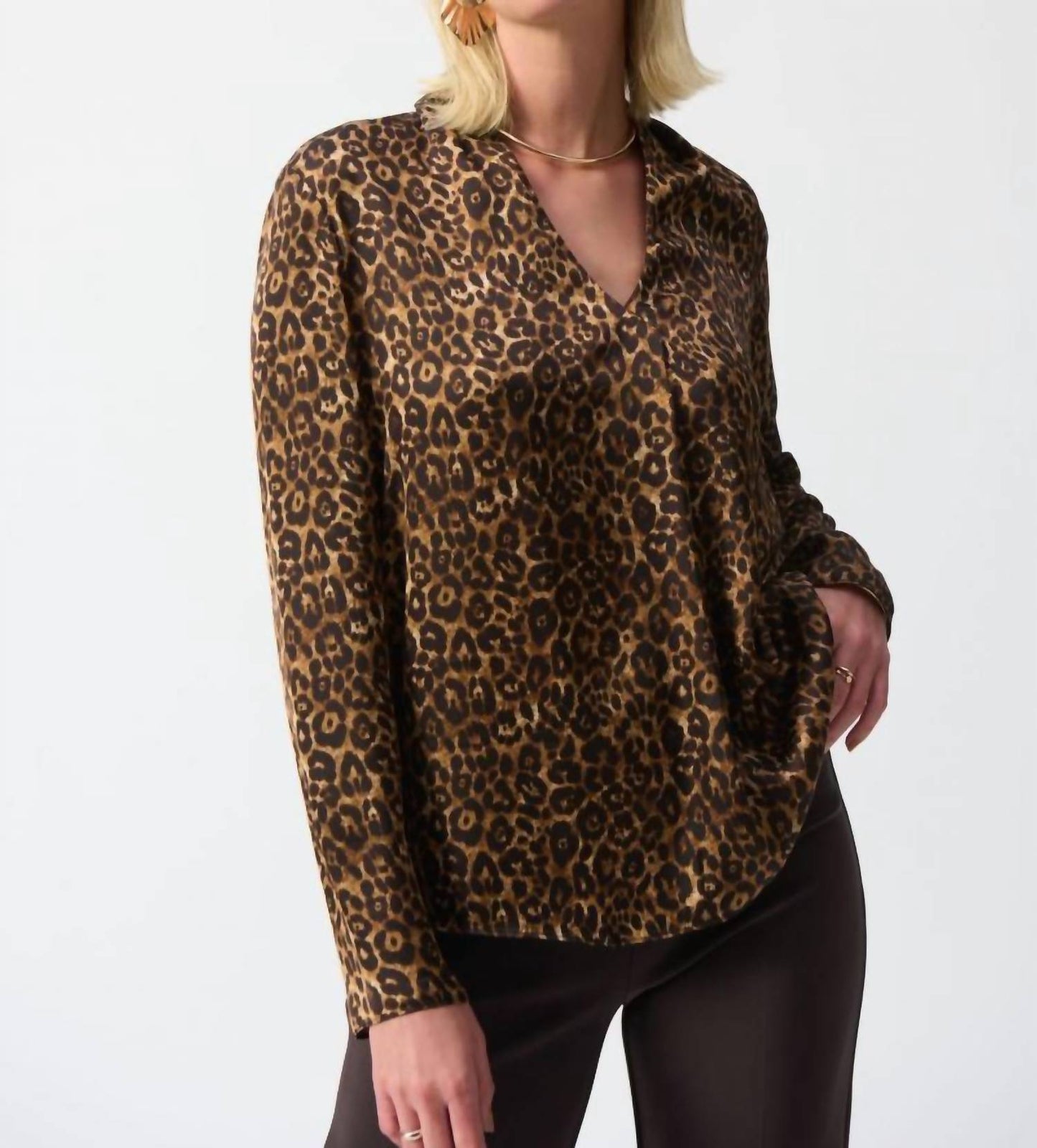 Joseph Ribkoff - Animal Print Long Sleeve Satin Top