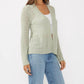 Lovestitch - TEXTURED TAPE YARN RIBBED CARDIGAN