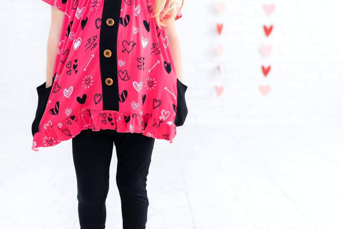 Laree + Co. - Heart Doodles Bamboo Short Sleeve Peplum + Legging Set