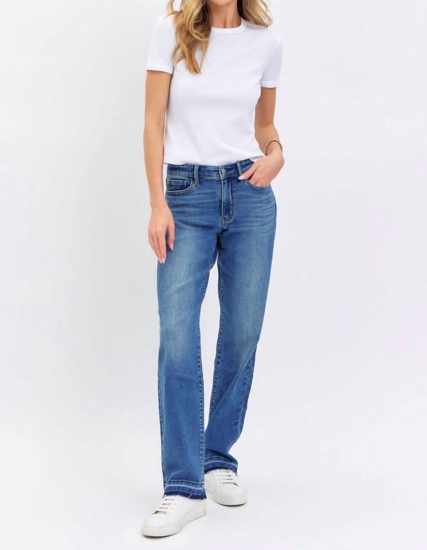 Judy Blue - Mid Rise Release Hem Dad Denim Jeans