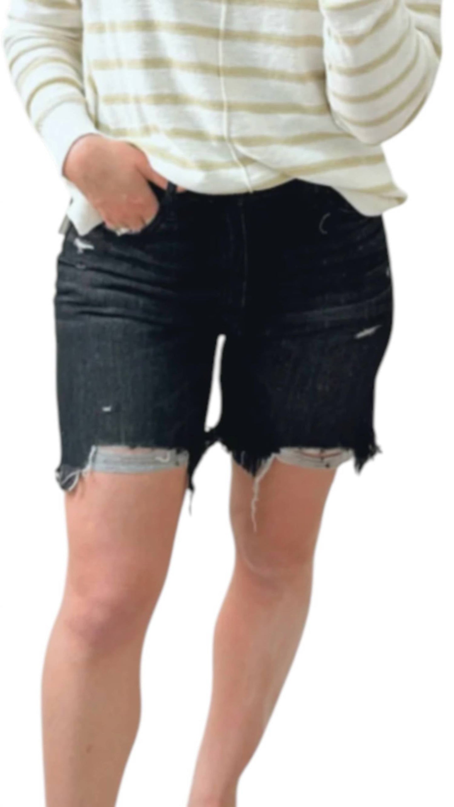 Kancan - High Rise Hem Detail Shorts