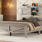 3-Pieces Bedroom Set Queen Size Farmhouse Platform Bed with Storage Headboard and Charging Station