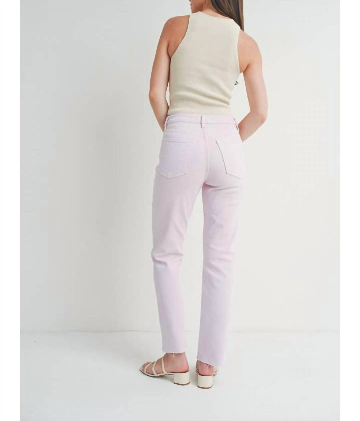 Just Black Denim - High Rise Cut Off Cropped Straight Leg Jeans