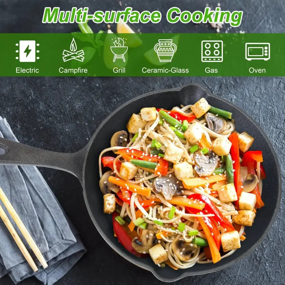 3-piece Pre-seasoned Cast Iron Skillet Set
