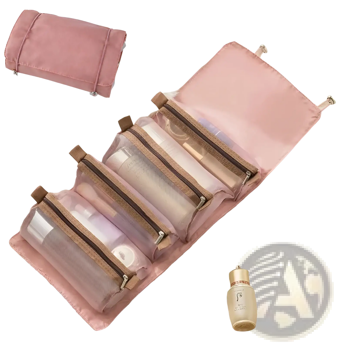 4 in 1 Travel Makeup Bag Roll Up Toiletry Organizer
