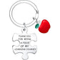 4 Piece Stainless Steel Teacher Appreciation Keychain Set