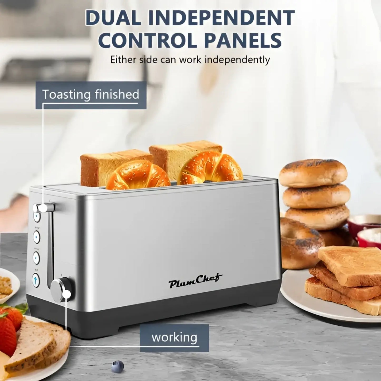 4-slice Toaster Plumchef Stainless Steel Wide Slot