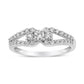 10K White Gold 1/2 Cttw Round Cut Diamond Three Stone Split Shank Band Ring (H-I Color, SI1-SI2 Clarity) - Size 6