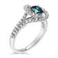 14K White Gold 1-1/3 Cttw White & Blue Diamond Interweaving Double Halo Cocktail Statement Ring (G-H and Fancy Blue Color, SI2-I1 Clarity) - Size 6