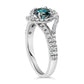 14K White Gold 1-1/3 Cttw White & Blue Diamond Interweaving Double Halo Cocktail Statement Ring (G-H and Fancy Blue Color, SI2-I1 Clarity) - Size 6