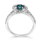 14K White Gold 1-1/3 Cttw White & Blue Diamond Interweaving Double Halo Cocktail Statement Ring (G-H and Fancy Blue Color, SI2-I1 Clarity) - Size 6