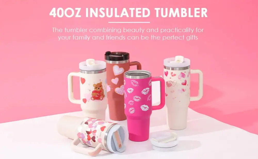 Arbaglobal 40 Oz Insulated Tumbler with Handle and Straw