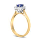 14K Yellow Gold 1/5 Cttw Round Diamond and 6x4mm Oval Blue Tanzanite Halo Ring (H-I Color, I1-I2 Clarity) - Size 7.75