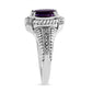 .925 Sterling Silver Prong Set Natural Oval Shape 9X7 MM Purple Amethyst Solitaire and Diamond Accent Ring (I-J Color, I1-I2 Clarity) - Ring Size 7