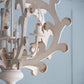 6 Light White Wood and Iron Chandelier with Adjustable Chain