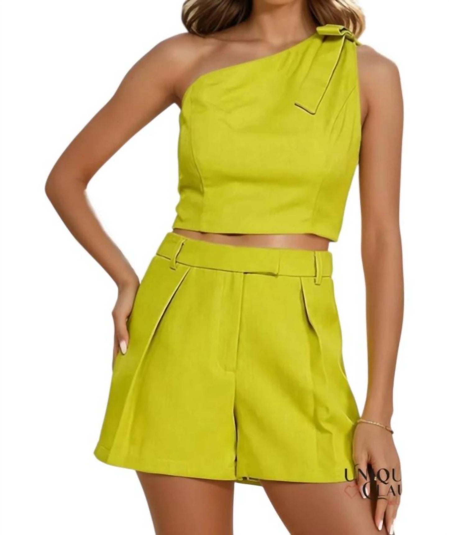 Milk & Honey - Paige One-shoulder Bow Detail Short Set