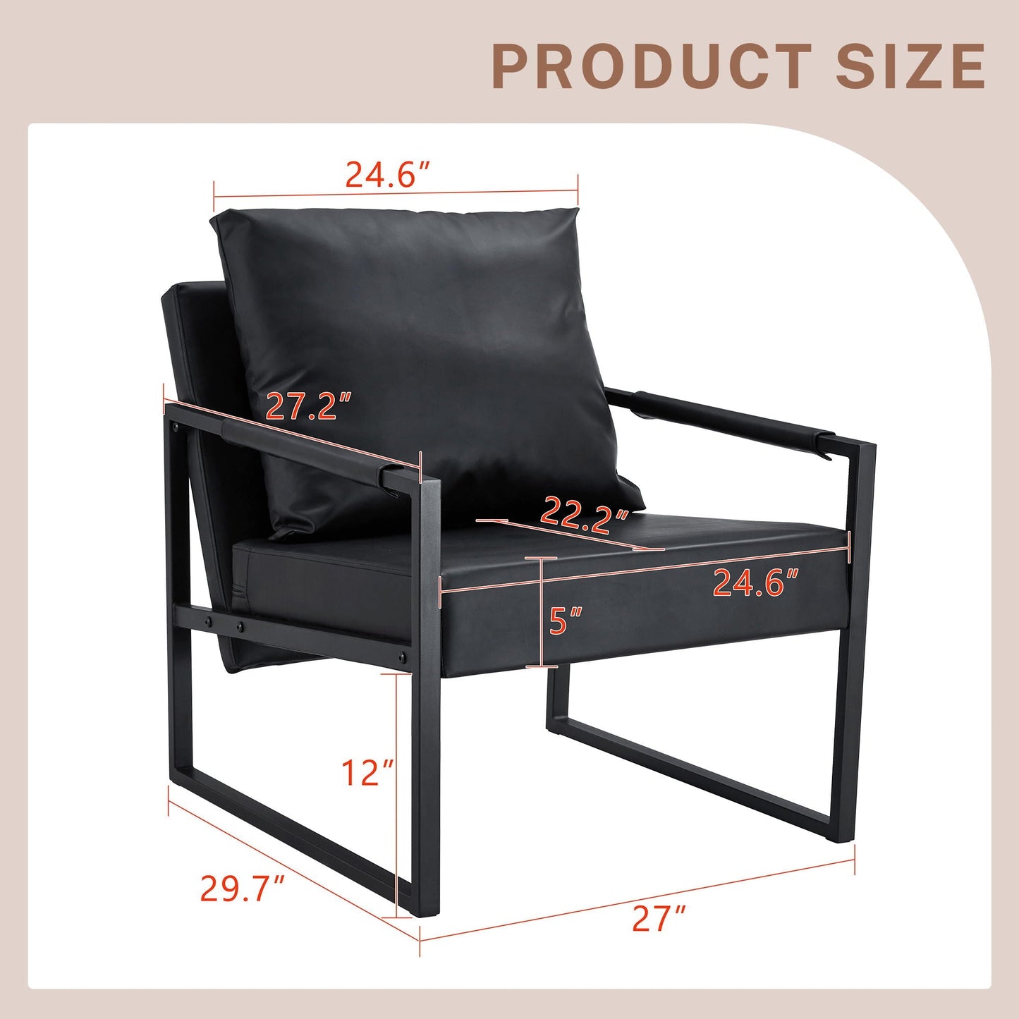 Classic Leather and Metal Frame Sofa