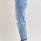 Judy Blue - Boyfriend Jeans With Destroyed Knee & Folded Cuff