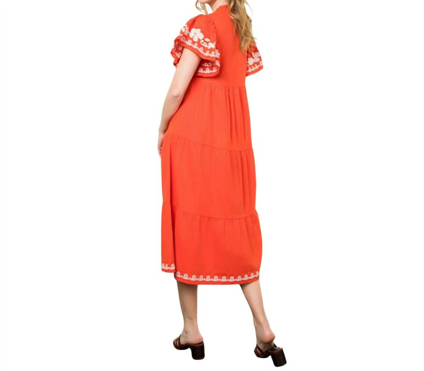 Thml - Flutter Sleeve Embroidered Dress