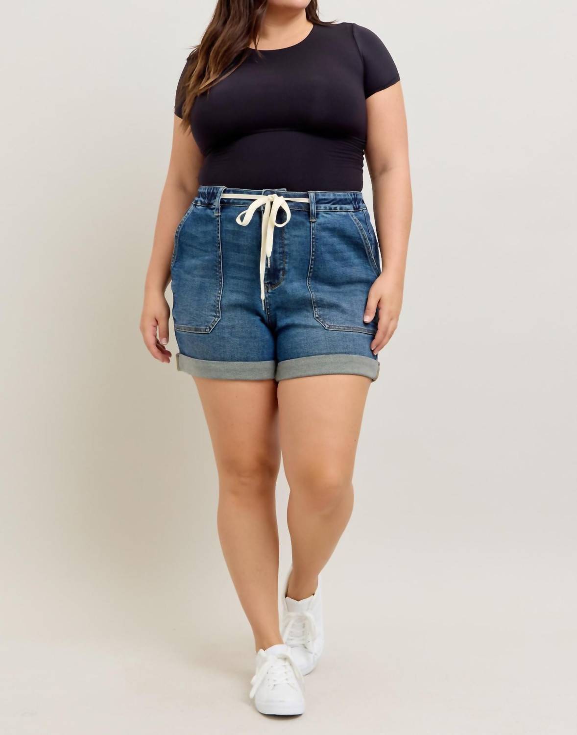 Judy Blue - High Waist Cuff Jogger Shorts - Plus