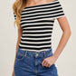 Bluivy - Seaside Off The Shoulder Striped Knit Top