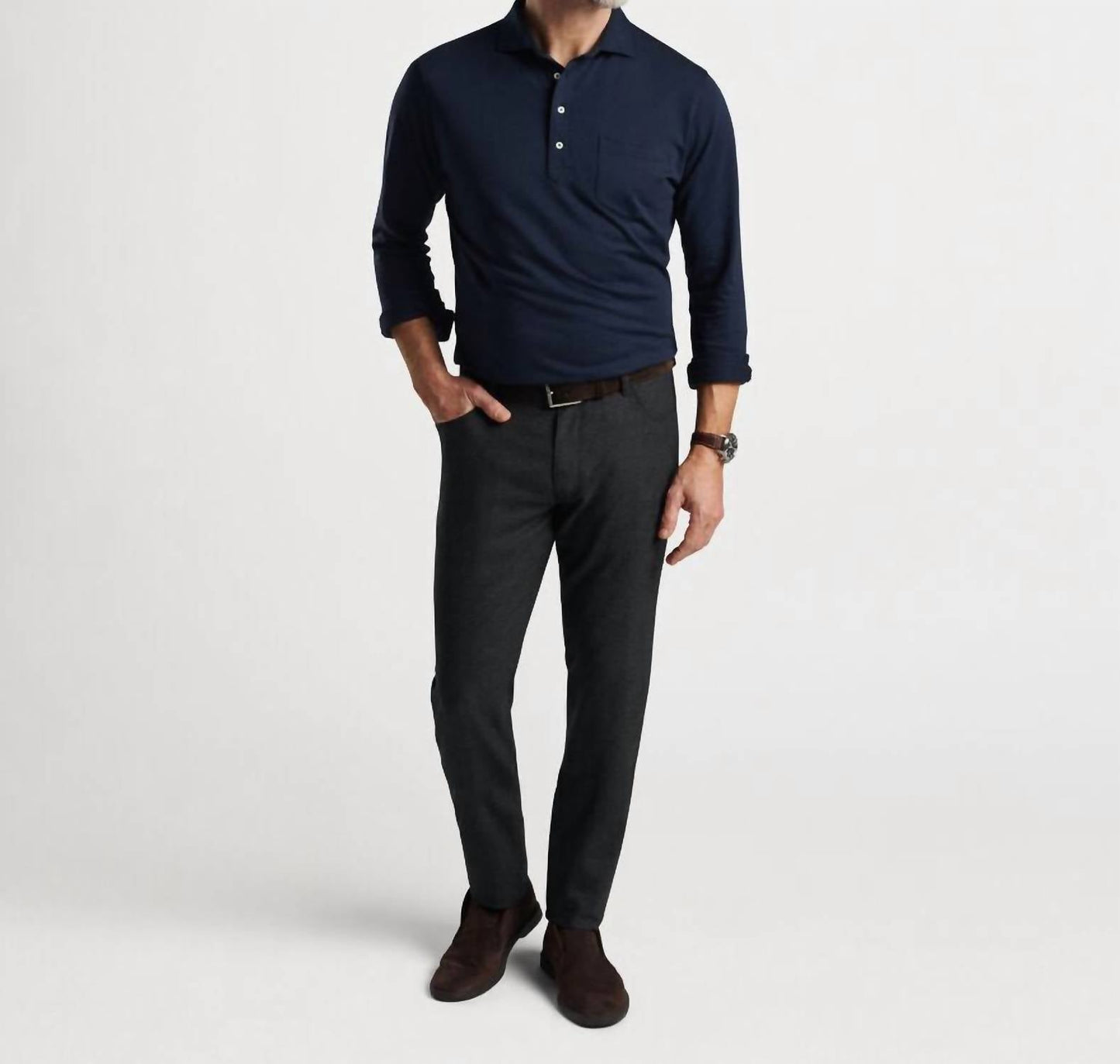 Peter Millar - Men's Amble Long Sleeve Cotton Cashmere Polo