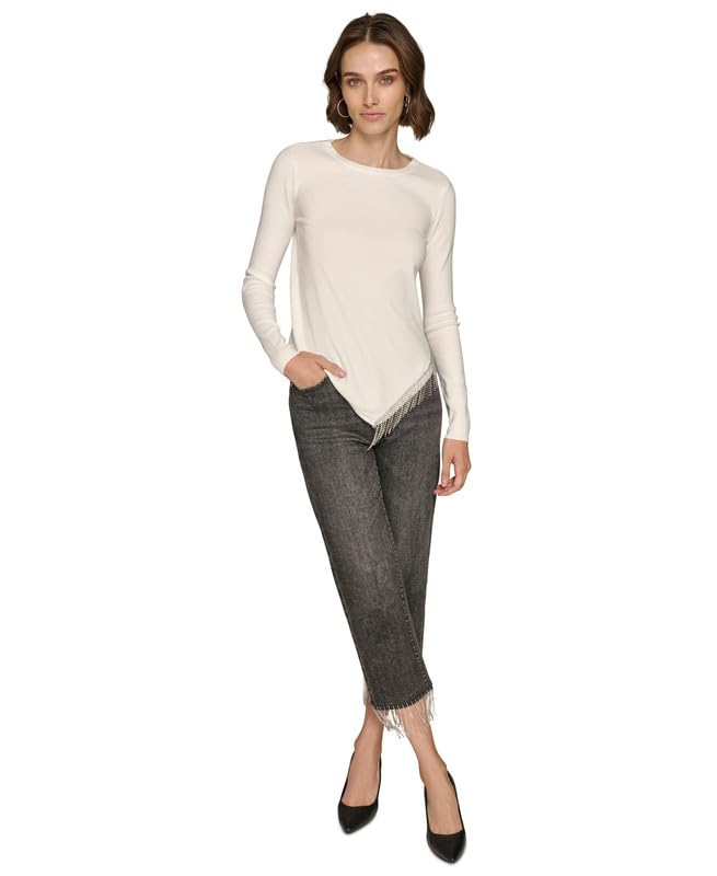 KARL LAGERFELD Paris Womens Asymmetrical Sweater Soft White Medium