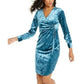 Thalia Sodi Women's Side-Tie Velvet Surplice Dress Blue Size Small